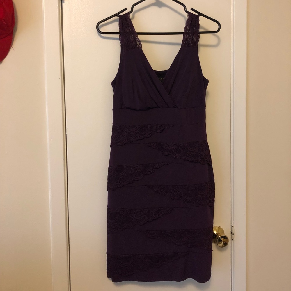 Purple Lacy Above the Knee Party Dress